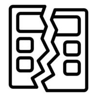 computadora destruir icono contorno vector. datos pérdida vector