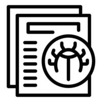 Bug document icon outline vector. System destroy vector