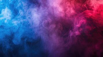 AI generated Dramatic smoke and fog in contrasting vivid red, blue, and purple colors. Vivid and intense abstract background or wallpaper. photo