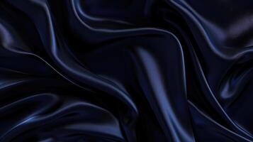 AI generated Silk satin fabric. Navy blue color. Elegant background with space for design. Soft wavy folds. Christmas photo