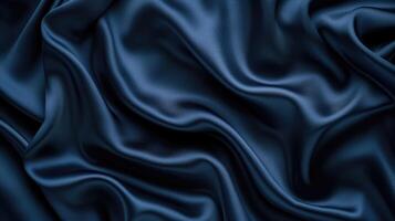 AI generated Silk satin fabric. Navy blue color. Elegant background with space for design. Soft wavy folds. Christmas photo