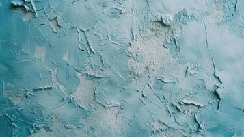 AI generated Abstract Wide Angle light blue stucco Background. Wall building Close up. Rough Surface plaster Texture With Copy Space for design photo