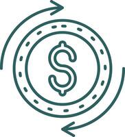 dólar línea degradado verde icono vector