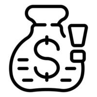 Loss data money bag icon outline vector. Computer information vector