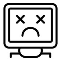 Broken monitor icon outline vector. System destroy vector