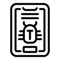 Smartphone data bug icon outline vector. Access key vector