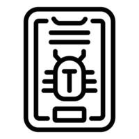 Smartphone data bug icon outline vector. Access key vector