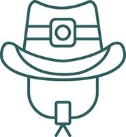 vaquero sombrero línea degradado verde icono vector