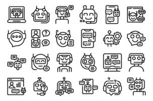 Customer service chatbot icons set outline vector. Ai digital vector