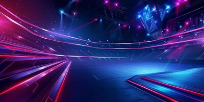 AI generated Futuristic esport background for gaming live streaming. Esport game tournament competition neon banner photo