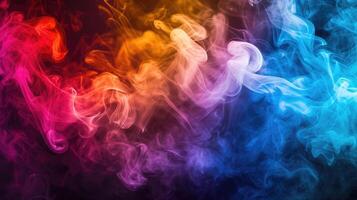 AI generated colorful smoke on dark background photo