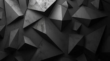 AI generated Black white dark gray abstract background. Geometric pattern shape. Line triangle polygon angle. Gradient. Shadow. Matte. photo