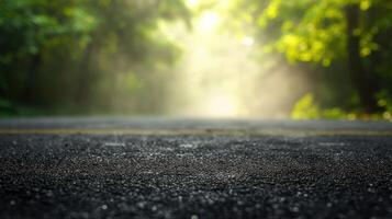 AI generated Creative blurry outdoor asphalt background with mist photo