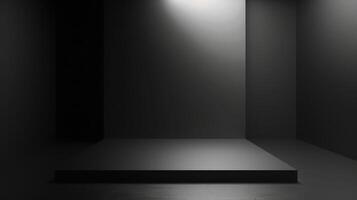 AI generated Studio room gradient background. Abstract black white gradient background. photo