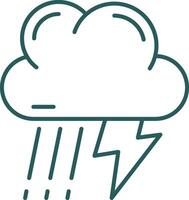 Thunder strom Line Gradient Green Icon vector