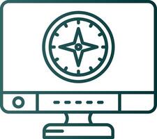 Compass Line Gradient Green Icon vector