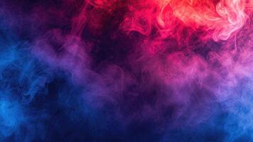 AI generated Dramatic smoke and fog in contrasting vivid red, blue, and purple colors. Vivid and intense abstract background or wallpaper. photo