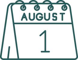 1st of August Line Gradient Green Icon vector