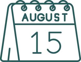 15th of August Line Gradient Green Icon vector