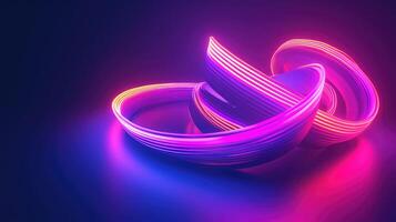 AI generated colorful background with abstract shape glowing in ultraviolet spectrum, curvy neon lines, Futuristic energy concept photo