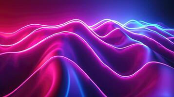 AI generated colorful background with abstract shape glowing in ultraviolet spectrum, curvy neon lines, Futuristic energy concept photo