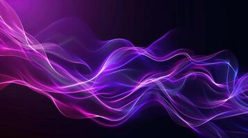 AI generated Abstract flowing neon wave purple background photo