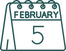 5th of February Line Gradient Green Icon vector
