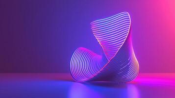 AI generated colorful background with abstract shape glowing in ultraviolet spectrum, curvy neon lines, Futuristic energy concept photo