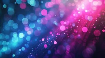 AI generated Neon blur glow. Color light overlay. Disco illumination. Defocused blue pink green ultraviolet radiance soft texture on dark abstract empty space background. photo