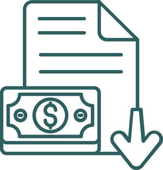 Decrease Line Gradient Green Icon vector