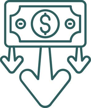 Decrease Line Gradient Green Icon vector