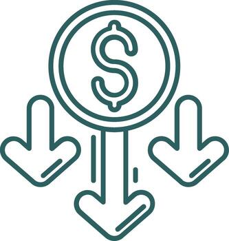 Decrease Line Gradient Green Icon vector
