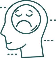 Sadness Line Gradient Green Icon vector