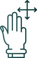 Three Fingers Move Line Gradient Green Icon vector