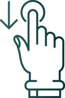 Tap and Move Down Line Gradient Green Icon vector