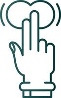 Two Fingers Tap and Hold Line Gradient Green Icon vector