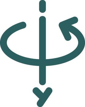 3d rotate y axis Line Gradient Green Icon vector