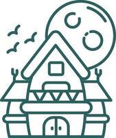 Haunted house Line Gradient Green Icon vector