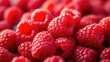 AI generated Background of fresh sweet red raspberries arranged together representing concept of healthy diet photo