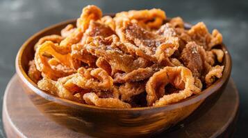 AI generated pork rinds, pururuca fried pork skin, pork panceta brazilian food photo