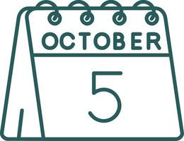 5th of October Line Gradient Green Icon vector