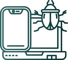 Bug Line Gradient Green Icon vector