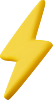 3d Yellow thunder and bolt lighting flash png