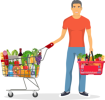 homme achats dans supermarché png