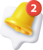 3D notification bell alert icon png