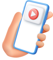 3d Mobile icon playing video, png