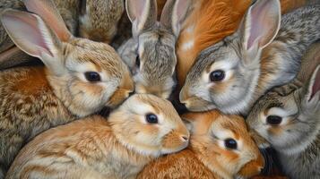 AI generated Group of rabbits closeup photo