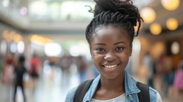 AI generated Young African-American student in university photo