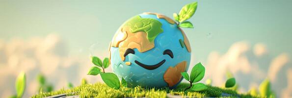 AI generated Eco Friendly Earth Background. Planet Globe Earth for Nature Protection, Earth Day, World Environment Day, Save the World Concept photo