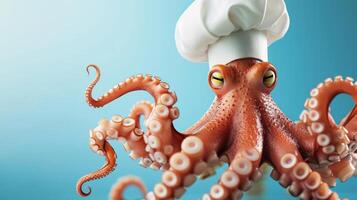 AI generated An octopus chef in the kitchen photo